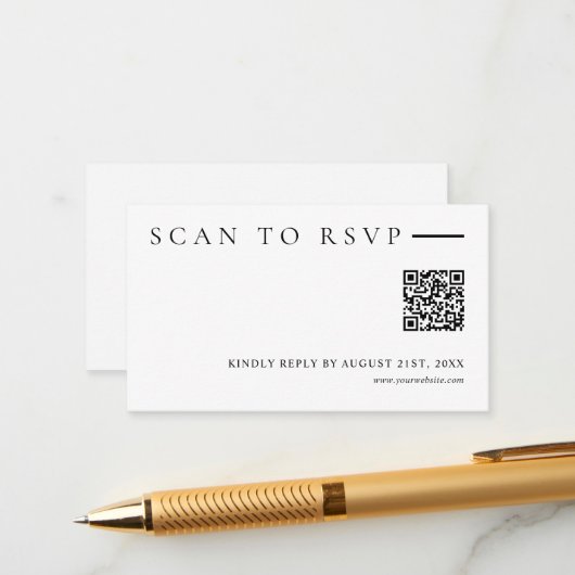 Carte D'accompagnement Minimalist Modern QR Code Wedding Website RSVP (Devant/Arrière en situation)
