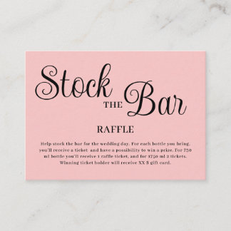 Carte D'accompagnement Minimalist Pink Stock the bar Bridal Shower