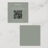 Carte D'accompagnement Minimalist QR Code Sage Green Wedding RSVP (Devant / Derrière)