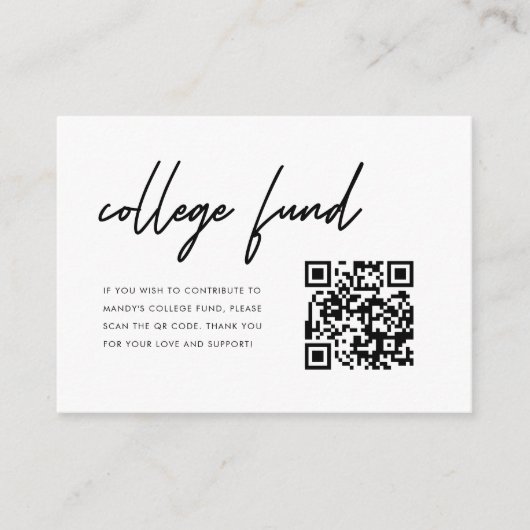 Carte D'accompagnement Minimalist Script Graduation College Fund QR Code (Devant)