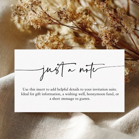 Carte D'accompagnement Minimalist Script Wedding Details Just a Note