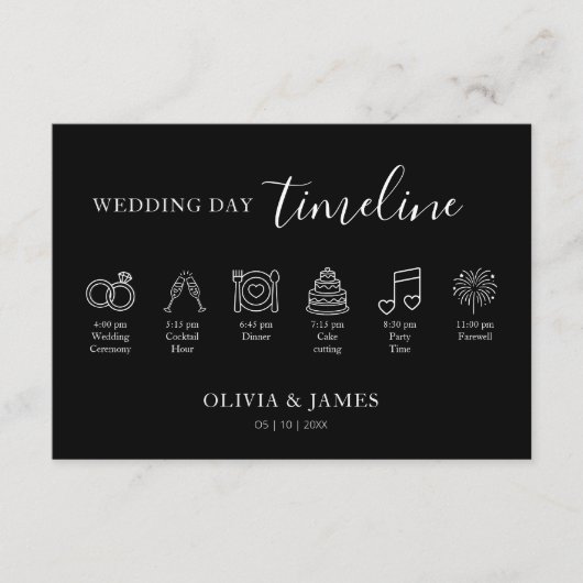 Carte D'accompagnement Minimalist Simple Wedding Timeline (Devant)