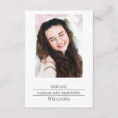 Carte D'accompagnement Minimalist Single Photo Grad Party  (Devant)