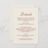 Carte D'accompagnement Minimalist Terracotta Wedding Details (Devant / Derrière)