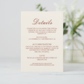Carte D'accompagnement Minimalist Terracotta Wedding Details (Debout devant)