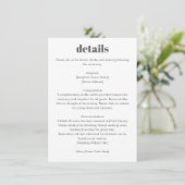 Carte D'accompagnement Minimalist Typography Black White Wedding Details (Debout devant)