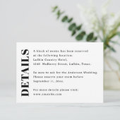 Carte D'accompagnement Minimalist Wedding Details | Hotel & Accommodation (Debout devant)