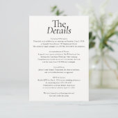 Carte D'accompagnement Minimalist Wedding Details Photo White (Debout devant)