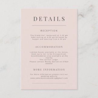 Carte D'accompagnement Minimalist Wedding Natural Linen