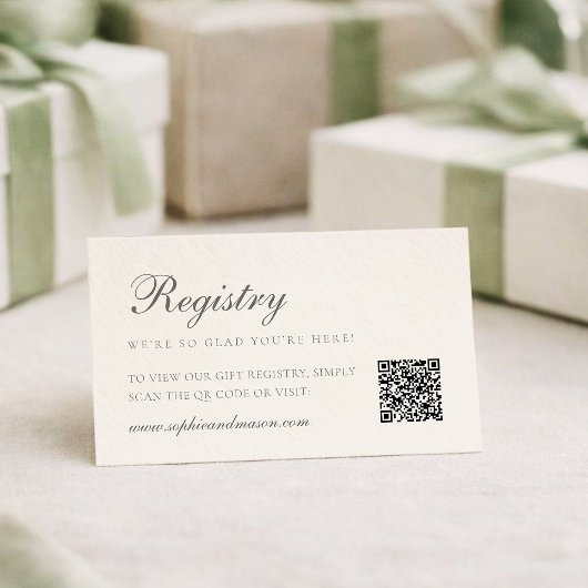 Carte D'accompagnement Minimalist Wedding Registry Card with QR Code