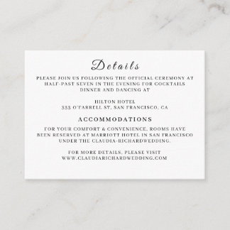 Carte D'accompagnement Minimalist White Wedding Enclosure Card | Earthy