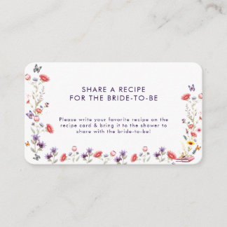 Carte D'accompagnement Minimalist Wildflower Bridal Shower Recipe Request