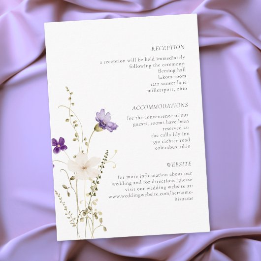Carte D'accompagnement Minimalist Wildflower Romantic Botanical Wedding