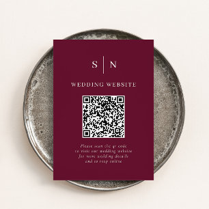 Carte D'accompagnement Minimaliste Chic Code Mariage QR Burgundy Scanna