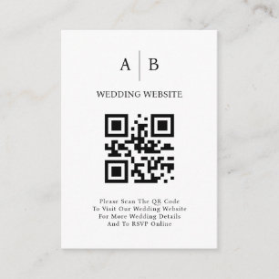 Carte D'accompagnement Minimaliste et Chic, Code QR de mariage en noir et