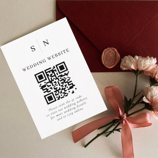 Carte D'accompagnement Minimaliste et Chic | Code QR de Mariage Noir et B