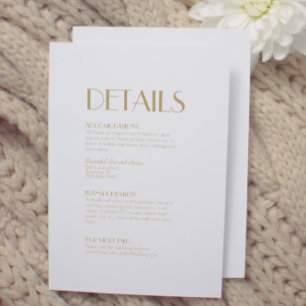 Carte D'accompagnement Minimaliste Gold Modern Art Déco Détails Mariage