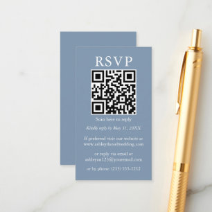 Carte D'accompagnement Minimaliste mariage simple QR RSVP Dusty Blue