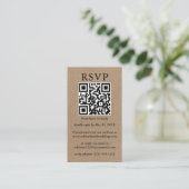 Carte D'accompagnement Minimaliste mariage simple QR RSVP Kraft (Debout devant)
