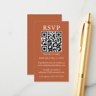 Carte D'accompagnement Minimaliste mariage simple QR RSVP Terracotta