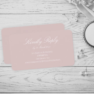 Carte D'accompagnement Minimaliste Réponse RSVP Rose et Blanc Pâle