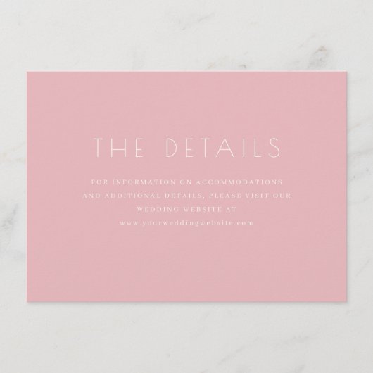 Carte D'accompagnement Minimaliste Rose Élégant (Devant)