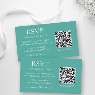 Carte D'accompagnement Minimaliste simple Mariage de code QR Turquoise RS