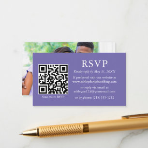 Carte D'accompagnement Minimaliste simple Mariage photo QR Periwinkle RSV