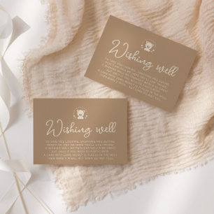 Carte D'accompagnement Minimaliste Teddy Bear Wishing well Baby shower