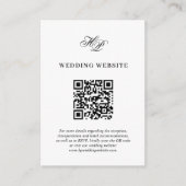 Carte D'accompagnement Minime Élégant Monogramme Site Mariage QR Code (Devant)