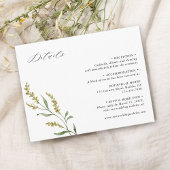 Carte D'accompagnement Mint Fleur sauvage Elegant Wedding Détails