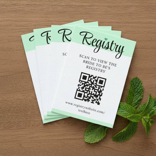 Carte D'accompagnement Mint to Be QR Code Wedding Registry Bridal Shower