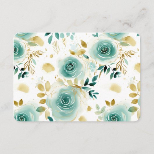 Carte D'accompagnement Mint Vert Blanc Or Rose mariage RSVP (Dos)