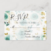 Carte D'accompagnement Mint Vert Blanc Or Rose mariage RSVP (Devant)