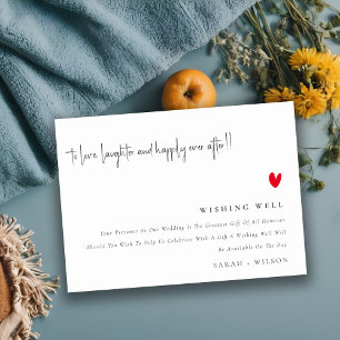 Carte D'accompagnement Minuscule Coeur Rouge Script Mariage Wishing well