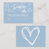 Carte D'accompagnement Minuscule Coeurs Bleus Baby shower Déchets Raffle (Devant / Derrière)