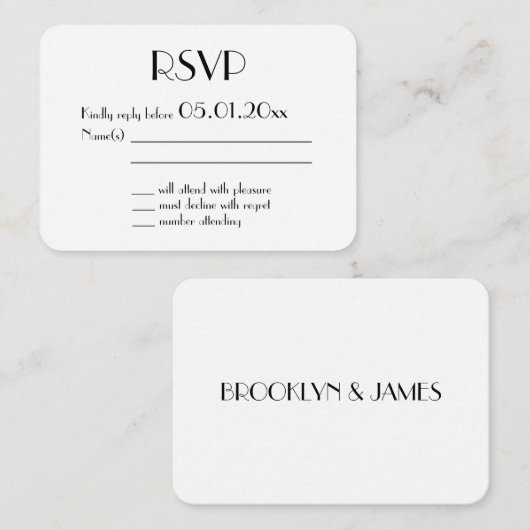 Carte D'accompagnement Minuscule Déco mariage blanc RSVP (Devant / Derrière)
