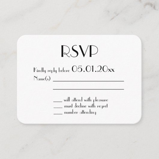 Carte D'accompagnement Minuscule Déco mariage blanc RSVP (Devant)