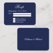 Carte D'accompagnement Minuscule Elégant minimal Marine Bleu Mariage RSVP (Devant / Derrière)