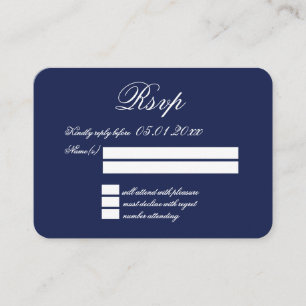 Carte D'accompagnement Minuscule Elégant minimal Marine Bleu Mariage RSVP