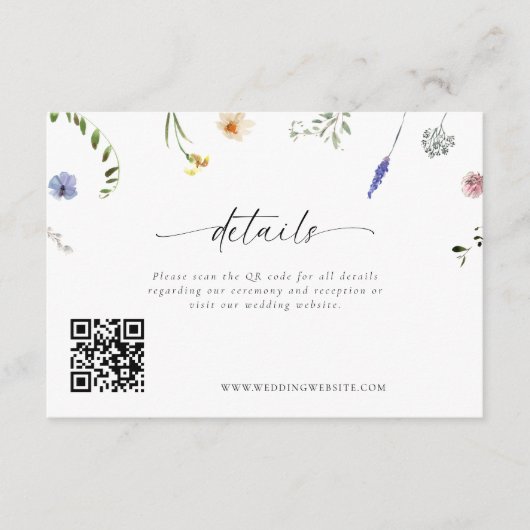 Carte D'accompagnement Minuscule Mariage Fleur sauvage (Devant)