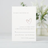 Carte D'accompagnement Minuscule Script simple Blush Coeur Mariage RSVP (Debout devant)