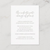 Carte D'accompagnement Mise à jour pour planifier le mariage de coeur bla (Dos)