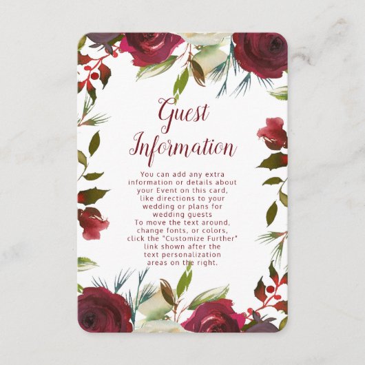 Carte D'accompagnement Mistletoe Manor Winter Floral Information Mariage (Devant)