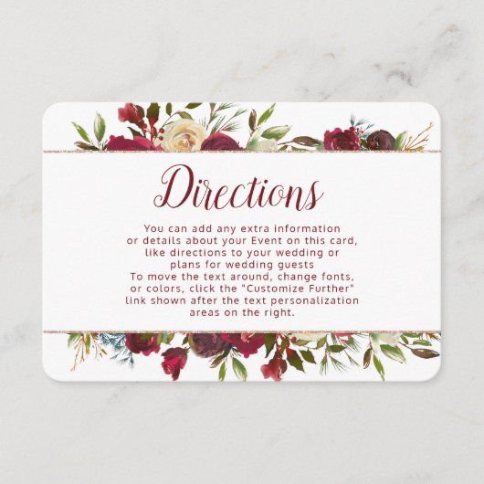 Carte D'accompagnement Mistletoe Manor Winter Floral Mariage Directions (Devant)