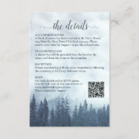 Misty Blue Pine Trees Détails du Mariage QR Code