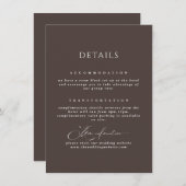 Carte D'accompagnement Mocha Brown Calligraphy Détails du Mariage (Devant / Derrière)