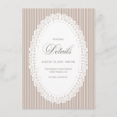 Carte D'accompagnement Mocha Brown French Stripe Lace Wedding Details (Devant)