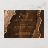 Carte D'accompagnement Mocha Brown Gold Agate Script Wedding Details (Devant)