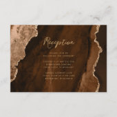 Carte D'accompagnement Mocha Brown Gold Agate Script Wedding Reception (Devant)